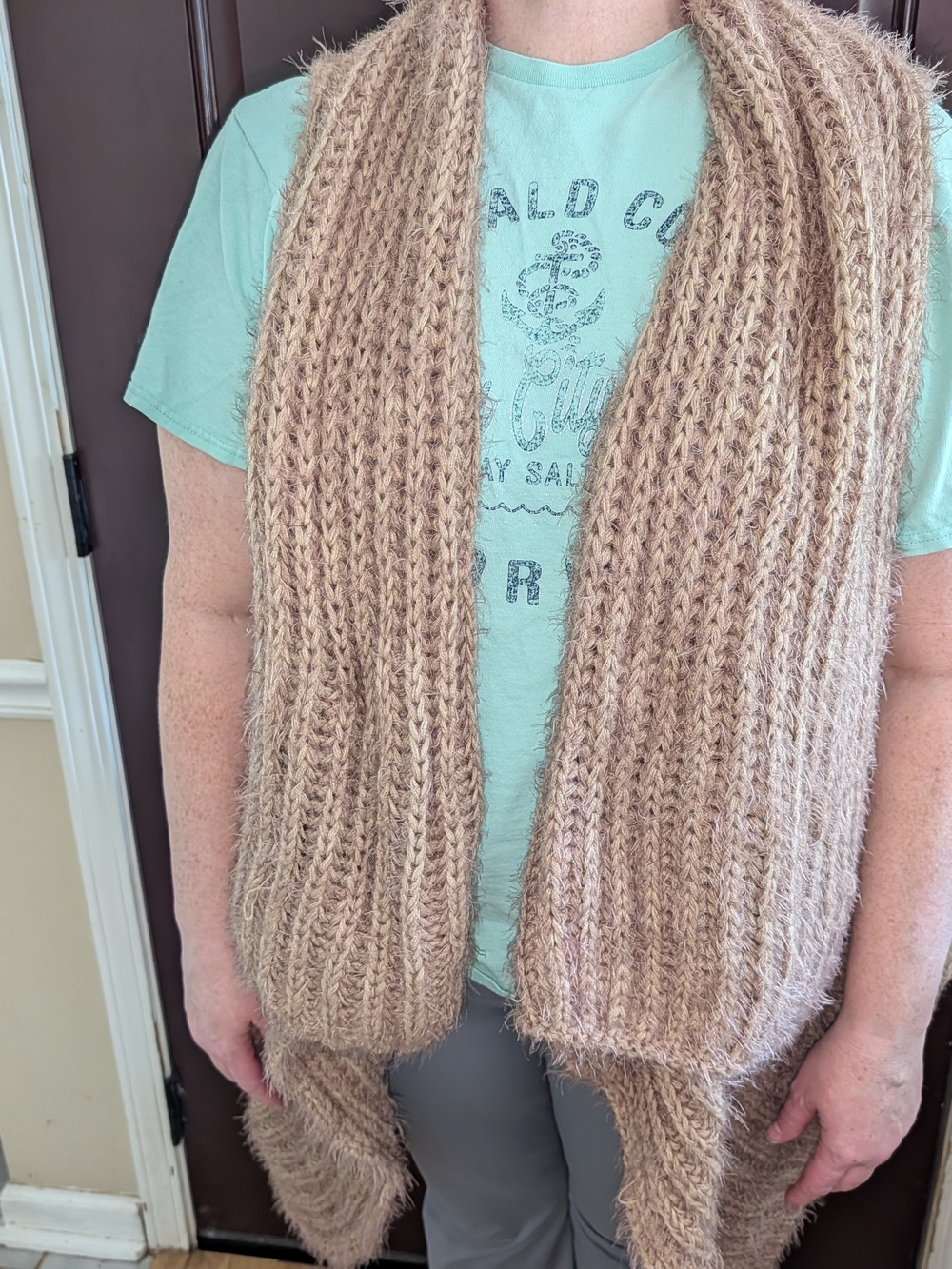 Soft Taupe Knit Scarf Wrap - Women Accessories